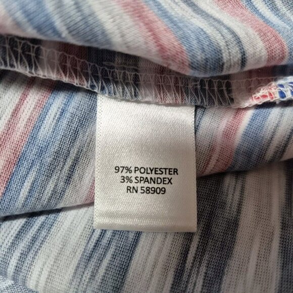Allison Daley Women's Top Blouse Size 2X Stripe White Blue Red Short Sleeve (03) - Picture 6 of 10